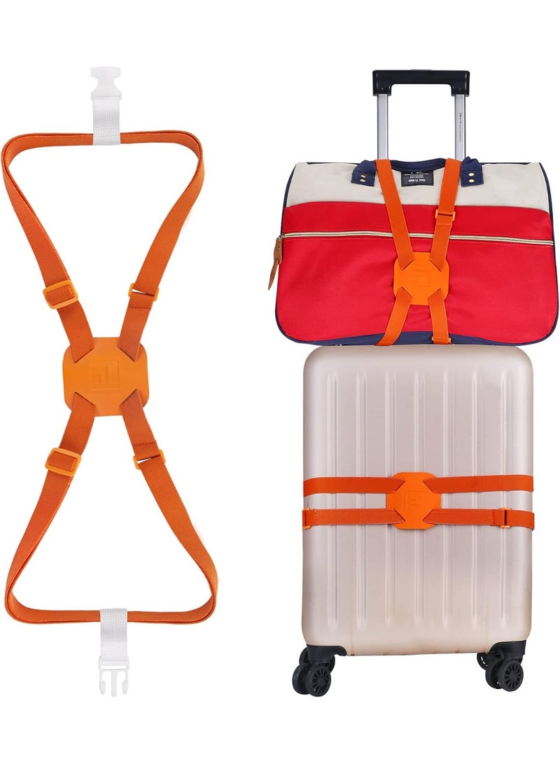 Luggage Straps Bag Bungees for Add a Bag Easy to Travel Suitcase Elastic Strap Belt Long Orange L Orange - Image 1